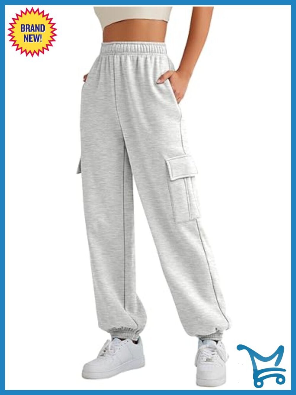 Cargo Sweatpants Oversized Fleece Joggers with Pockets